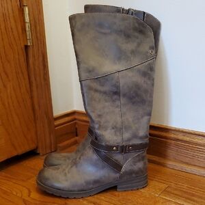 Distressed Brown Knee-High Boots